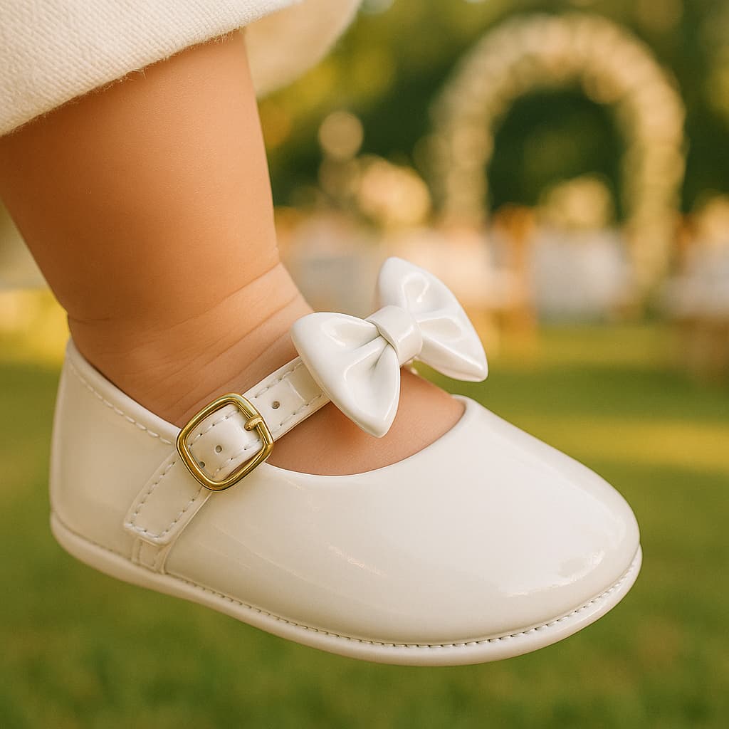 Sapatilha Bebê Feminina Laço Verniz Daminha Festa Batizado