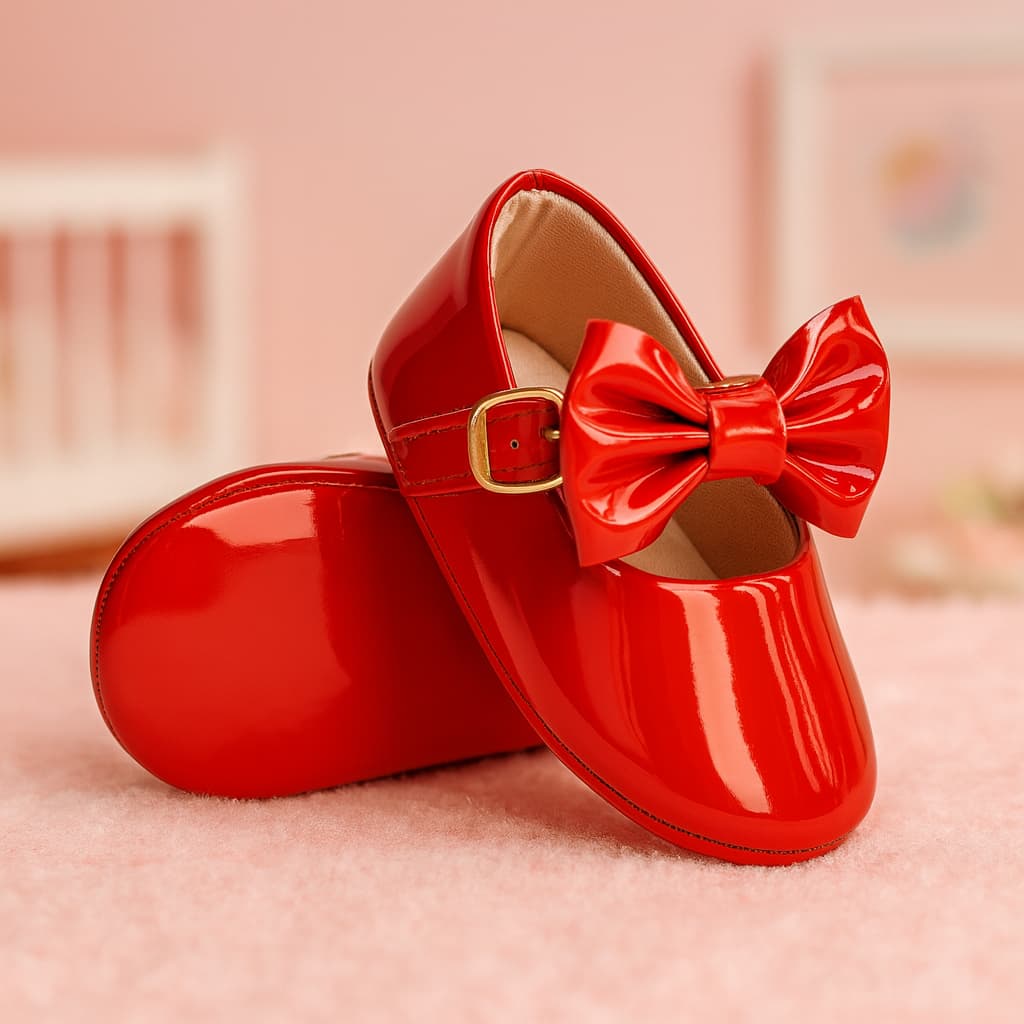 Sapatilha Bebê Feminina Laço Daminha Festa Batizado Vermelha