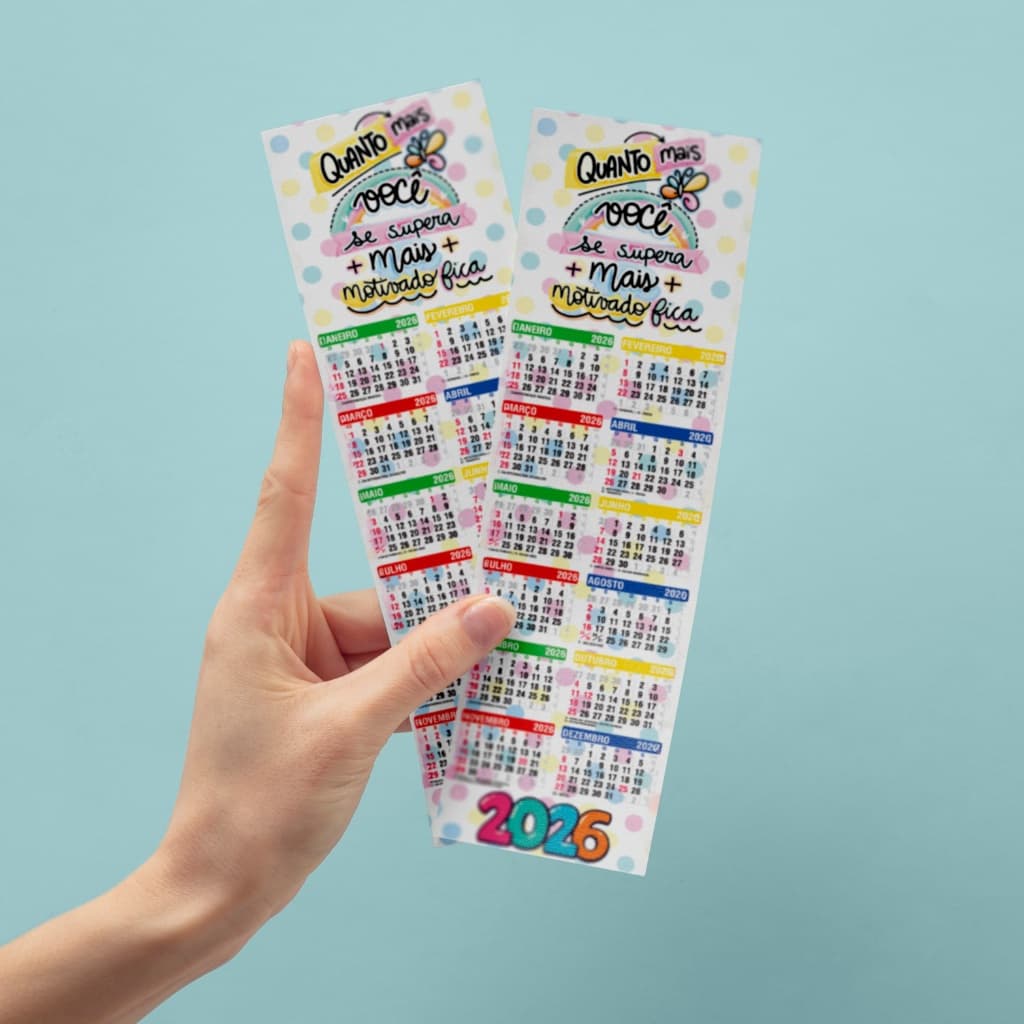 25/50/100 Marca Página Calendário 2026 Arte Pronta