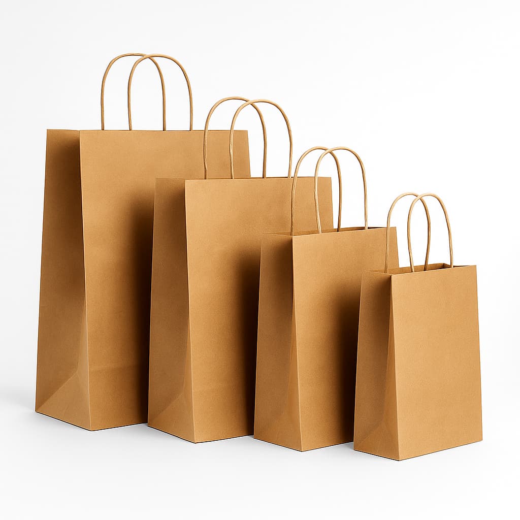 Kit 50 Sacola Papel Kraft PP P M G Monolúcido Embalagem Presente Bolsa Ecológica Alça Torcida