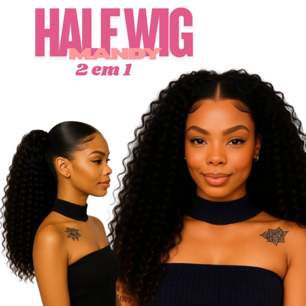Half Wig Meia Peruca Fibra Orgânica 285 gramas 60cm Mandy Serve para Meia Peruca e Rabo de Cavalo