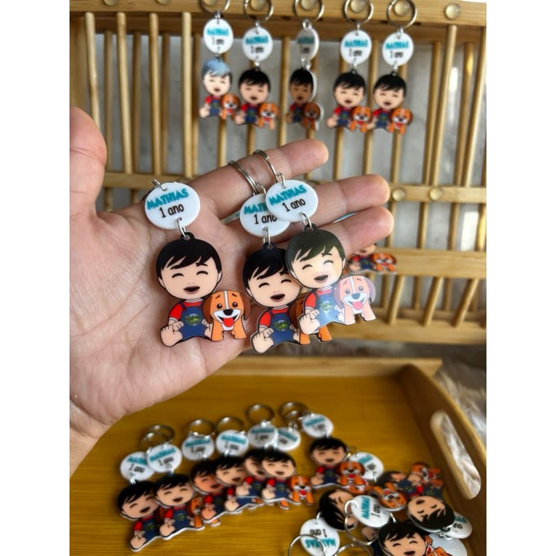 Bento e Totó Chaveiro em Acrilico Molhável Lembrancinha Infantil