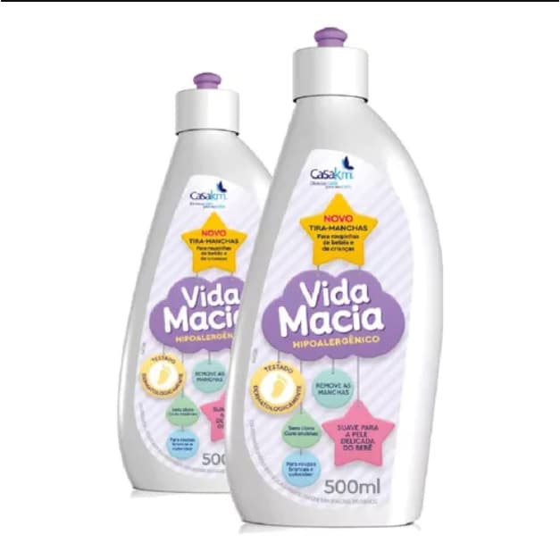 Kit 2 Tira Manchas Vida Macia Hipoalérgico Liquido 500ml Casakm