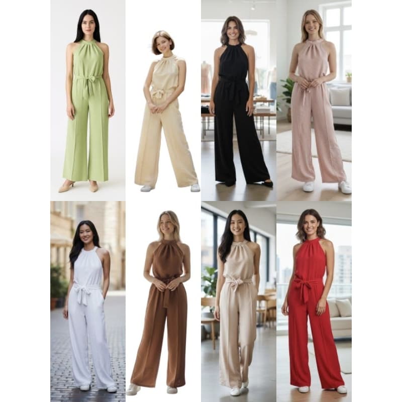 Macacão Feminino Longo Social Frente Unica Tecido Duna Linho