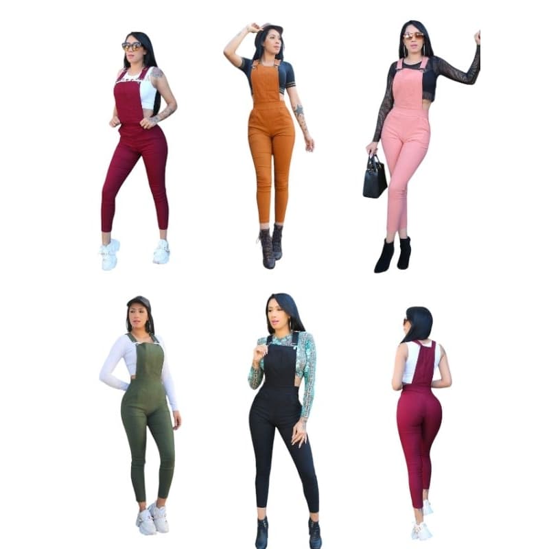 Macacão Feminino Jardineira Longo Com bolso na frente Moda Blogueira Casual 2025