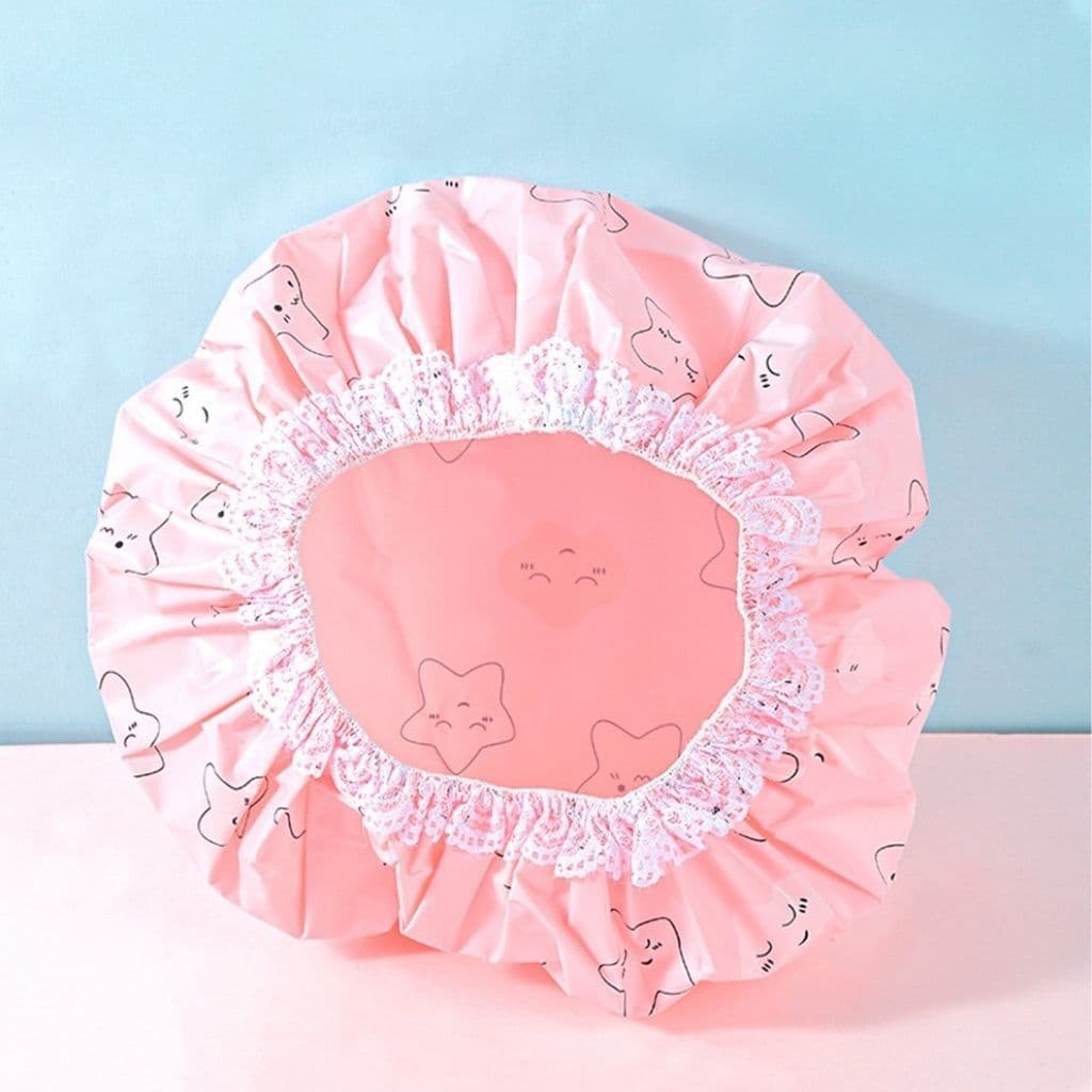 Allmini - Touca de Banho Plástico Fofinhos Elásticidade Estrela Rosa
