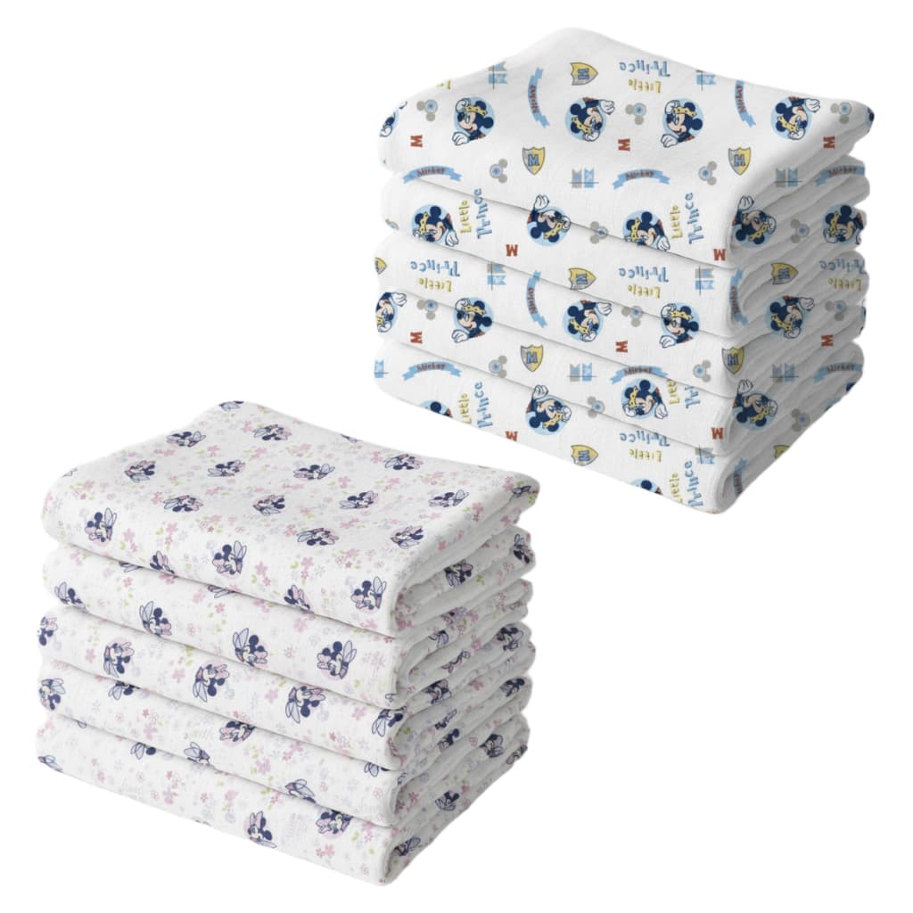 Pacote 5 Fraldas de Pano Bebê Disney Luxo 100% Algodão Tecido Duplo | Kit Fralda de Ombro Grande Alta Absorção 70 x 70cm