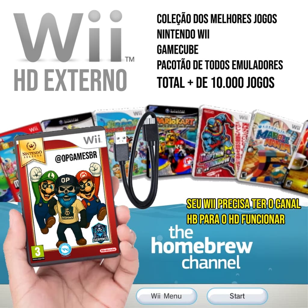 HD externo WII 3.0 para Wii - MELHOR COLEÇÃO