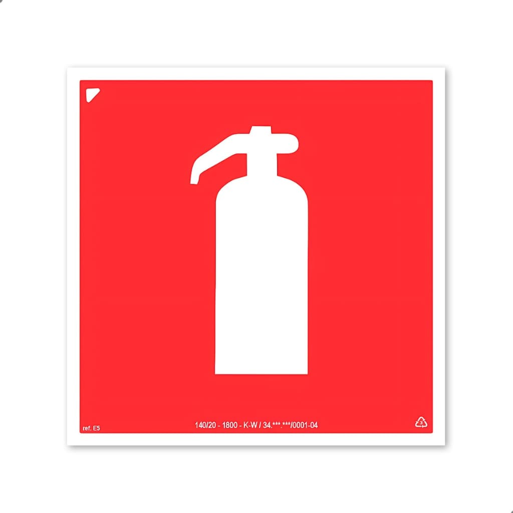 Placa de Sinalização para Extintor 20x20cm PS Vermelho com Pictograma Branco Ideal para Parede ou Coluna
