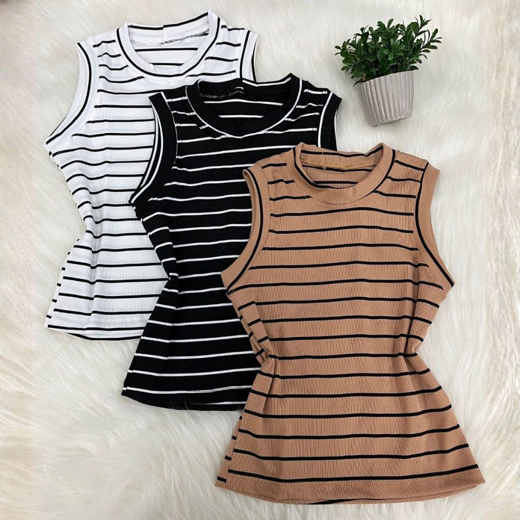 Regata Infantil e Juvenil Menina Listrada Casual Moda Verão
