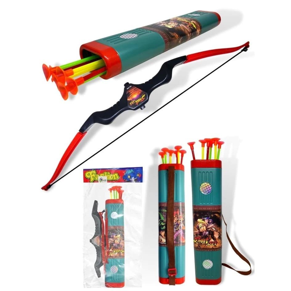 Arco E Flecha Infantil Com Bolsa Aljava Lançador + Dardos