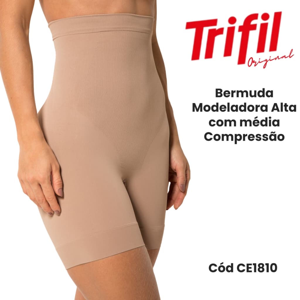 Bermuda Alta Modeladora Trifil AF, Afina Cintura, Modela, Reduz Medidas e Sinais de Celulite CE1810