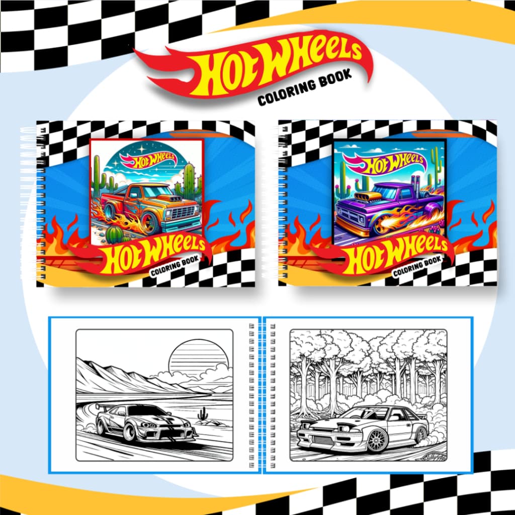 Livro de Colorir Hot Weels Folha Grossa e Capa Dura 180g 50 Páginas / PROMOÇÃO