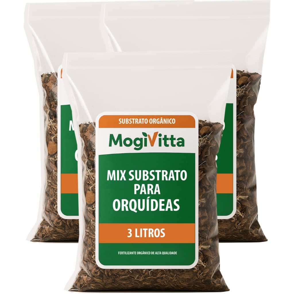 Mix Substrato Balanceado Orquídea 100% Natural Musgo Sphagnum Casca Pinus Carvão Triturado Chip Coco