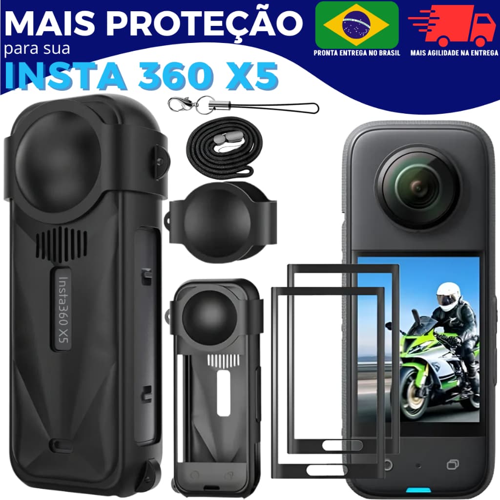 Kit Premium Protetor de Tela + Case de Proteção para Insta360 X5