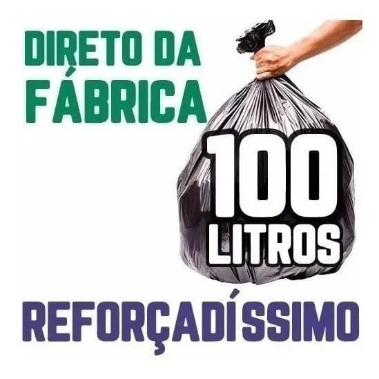 Saco de Lixo 100 Litros Reforçado pacote com 100 ou 50 unidades escolha micragem 0.6/0.8/0.10 micra