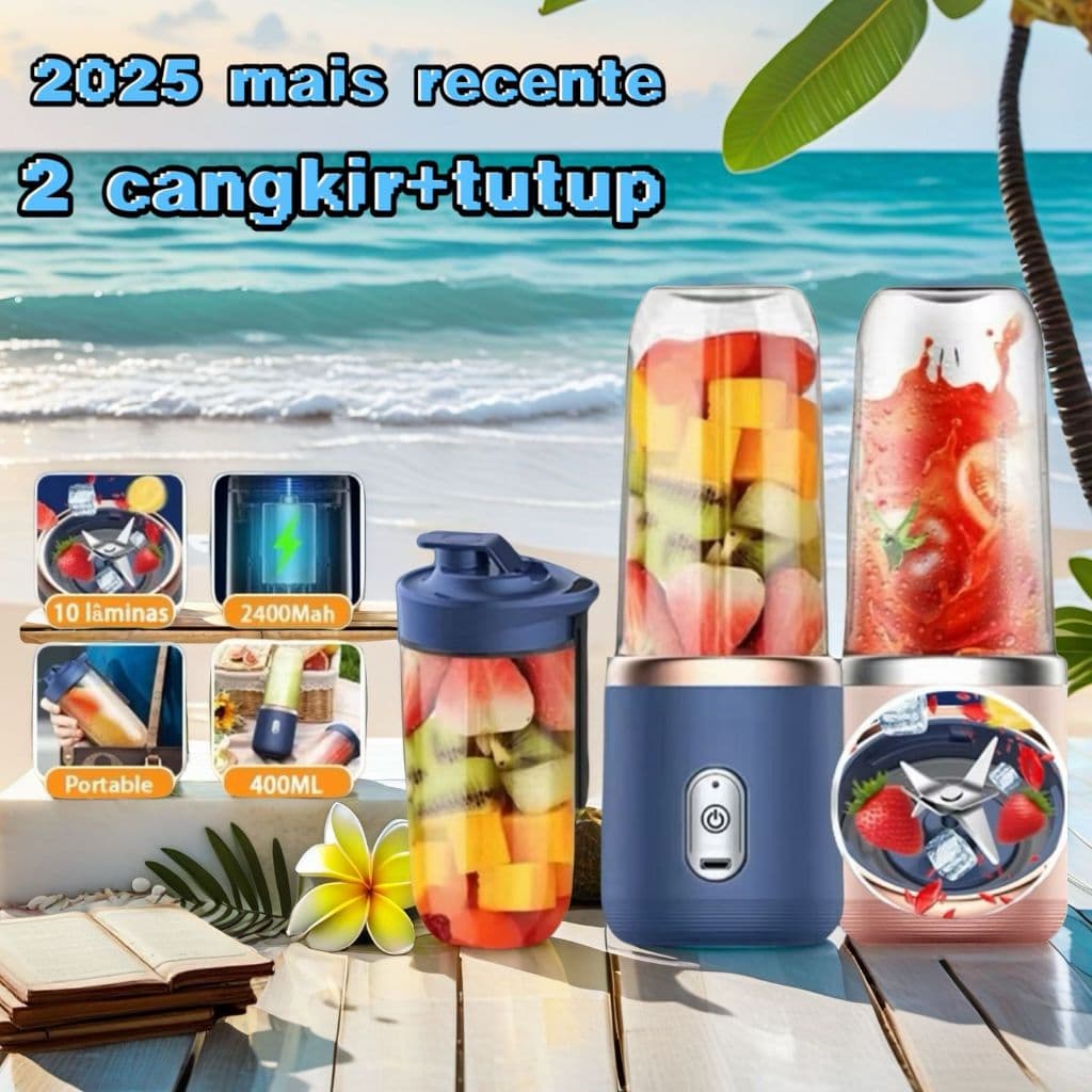 400ML 6 Lâminas Espremedor Elétrico Mini Liquidificador Portátil De Suco De Alimentos Misturador Leite Smoothie