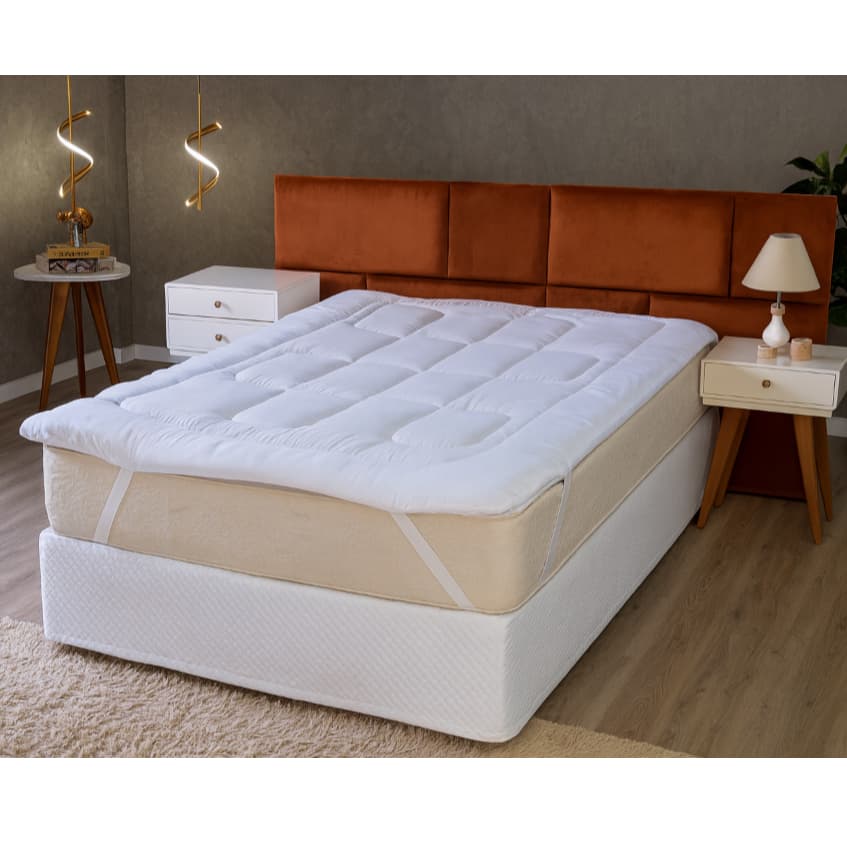 Pillow Top Casal Solteiro Queen King Size Protetor Colchão 400 Fios Toque Extra Macio Premium
