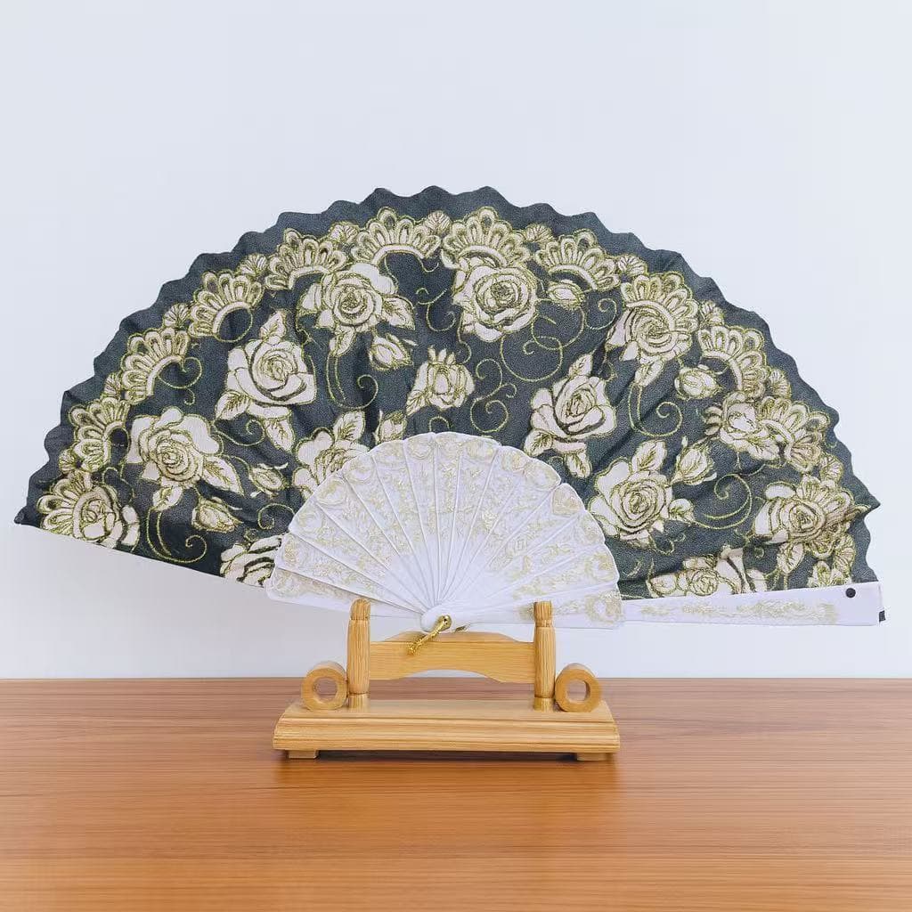 Leque De Mão Leque Oriental Japonês Brilho Ventilador de Mão Plástico Tecido