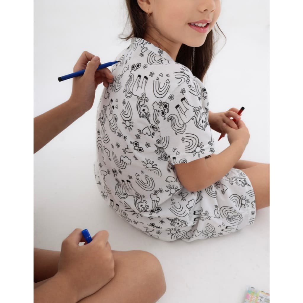 Pijama Infantil Divertido Colorir Pintar Desenho Canetinha Desenho