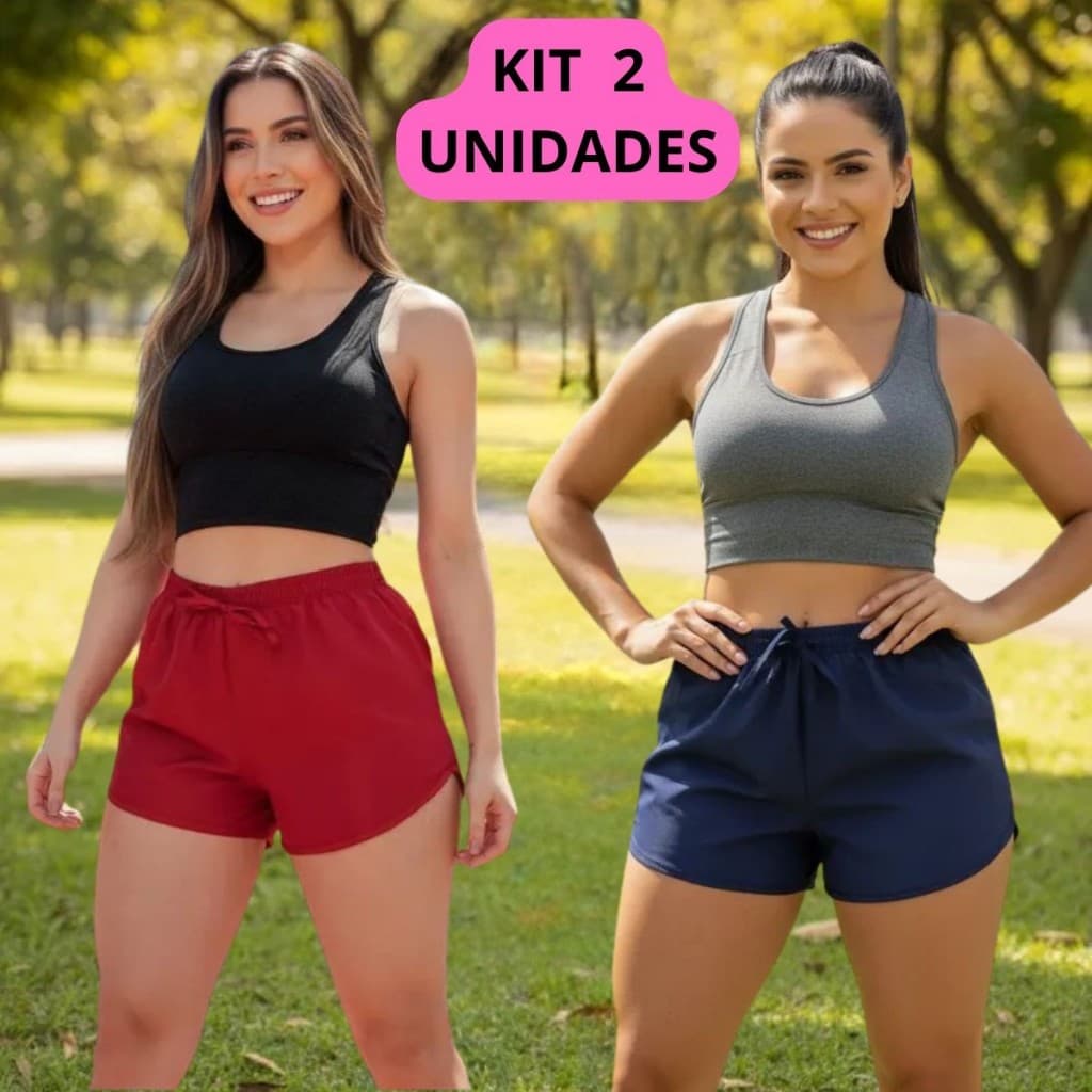 KIT 2 Short Feminino para Academia Caminhada saída de Praia Tactel P ao Plus size G3