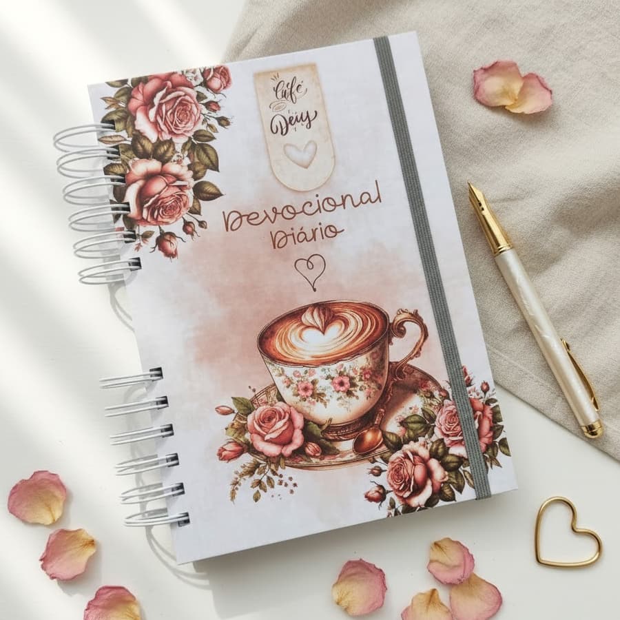 Caderno Devocional de Oração - CAFE com Deus Devocional diario momento estudo com Deus