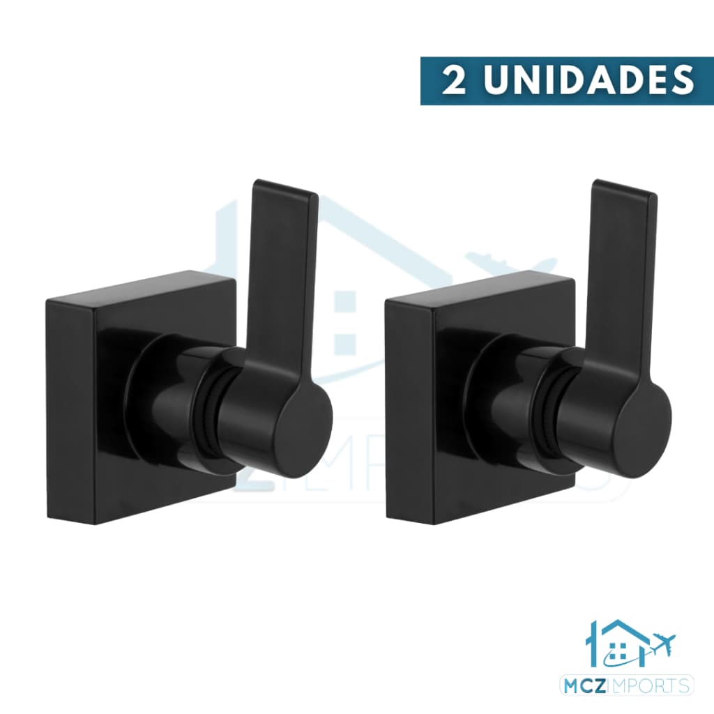 Acabamento Padrão Quadrado Preto Para Registro Banheiro 1/2 e 3/4 16 Estrias Chuveiro e Geral