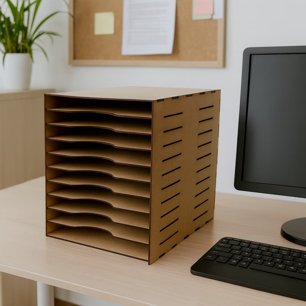 Organizador de Folhas de Sulfite A4 com 10 Compartimentos em MDF
