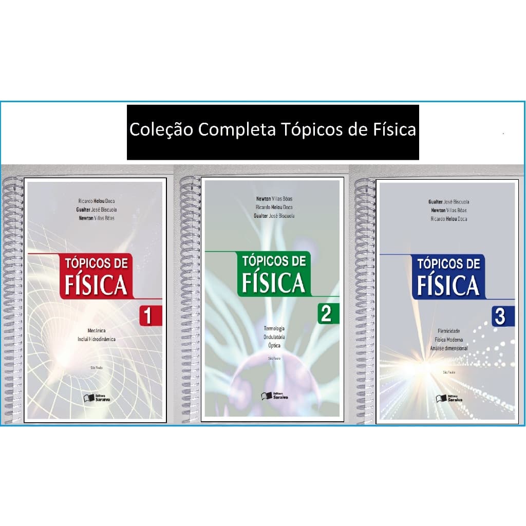 Coleção Completa Tópicos de Física - 3 Volumes Colorido, encadernado com espiral, tamanho A5 (14cm x 21 cm)