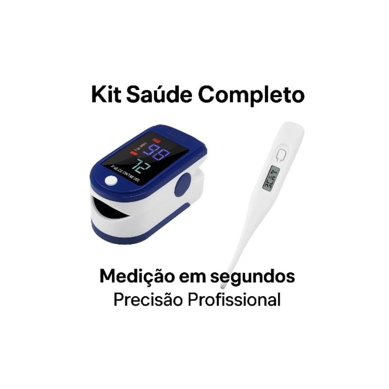 Kit Termometro Digital G-Tech Oximetro Dedo Pulse Adulto  Infantil Cuide da Febre Oxigenação em Casa