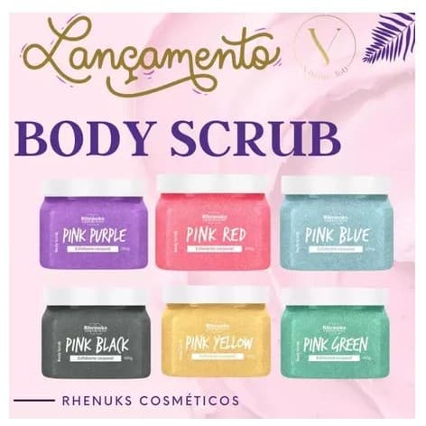 Esfoliante Corporal Body Scrub Rhenuks 300g Pele Macia e Cheirosa - 6 Cores e Aromas