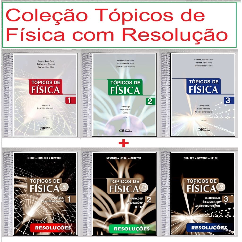 Coleção Completa Tópicos de Física com Resolução - Colorido, encadernado, tamanho A5 (14cm x 21 cm) Formato livreto