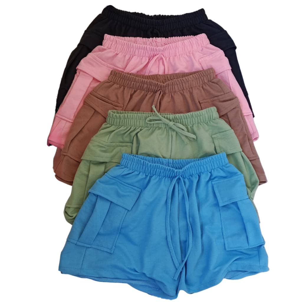 Shorts Feminino Cargo Look Casual Bolso Lateral - ENVIO IMEDIATO !!!