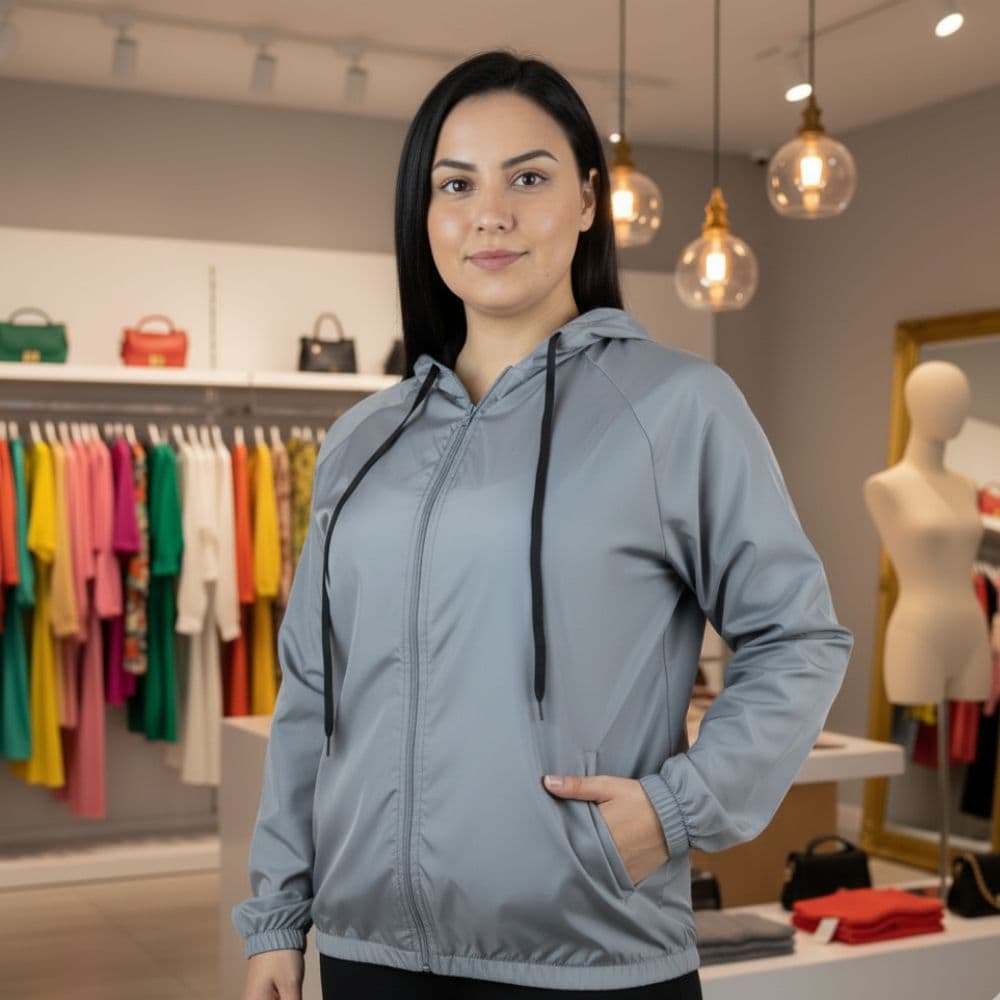 Jaqueta Corta Vento FEM Lisa, Capuz C FORRO, Impermeável, Bolso, Casaco Esportivo Casual Resistente