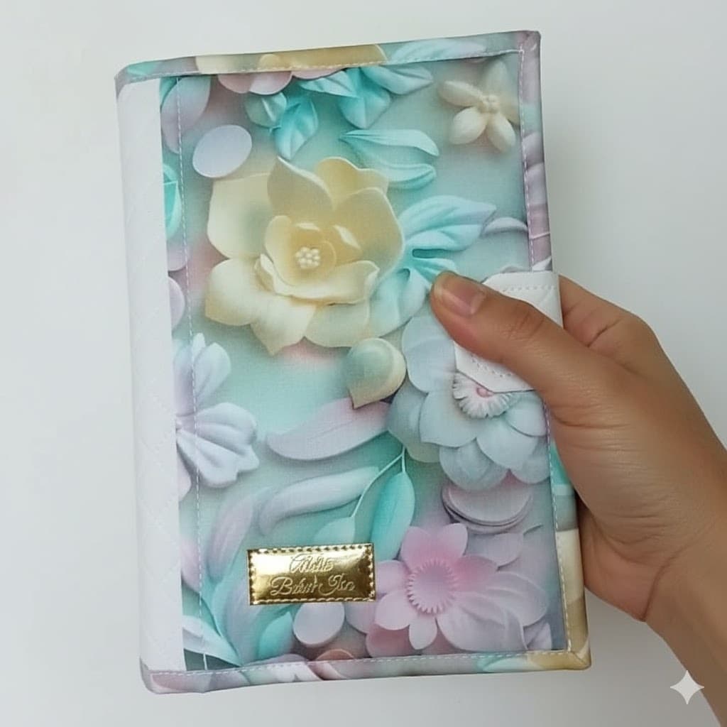 Capa para Bíblia com Botão Aba ou sem Aba  Feminina  Tecido Tricoline Digital 3d Couro Sintético