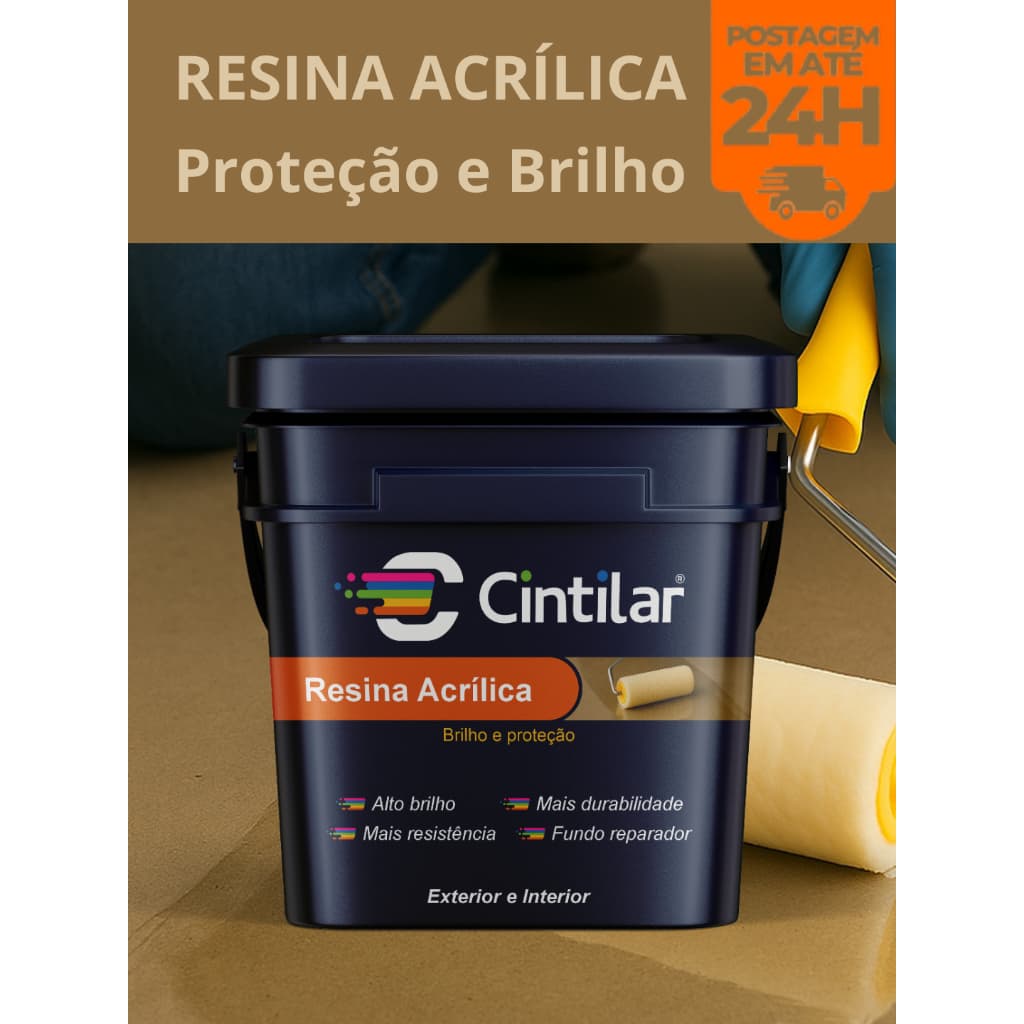 Resina Acrílica Base Água 10Litros Incolor Brilho e Proteção Cintilar