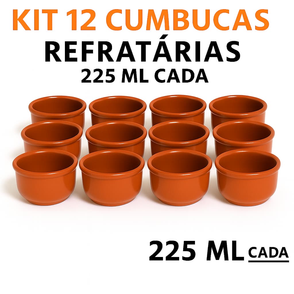 Kit 12 Cumbuca tigela bowl ramequim porcelana Marrom 225ml Restaurante Feijoada vinagrete farofa