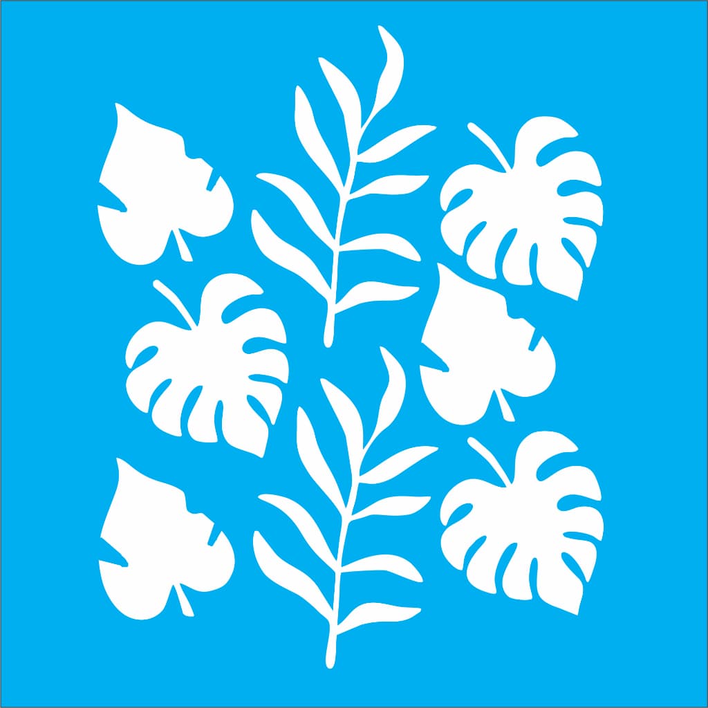 Stencil para Pintura Folhas e Ramos - Molde pintura - Tamanho 17x17 cm