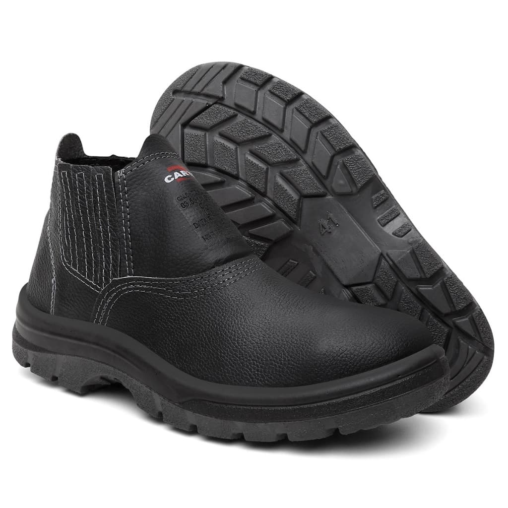 Botina de Segurança em Couro Solado Leve Bico de PVC Resistente COM CA Envio Imediato