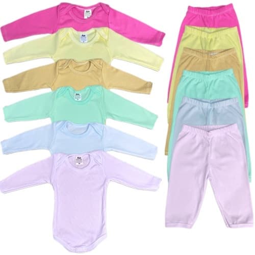 Kit 4 Pecas Body e Mijão Menina Menino Bebe Manga Longa Infantil Feminino Masculino P ao G Conjunto