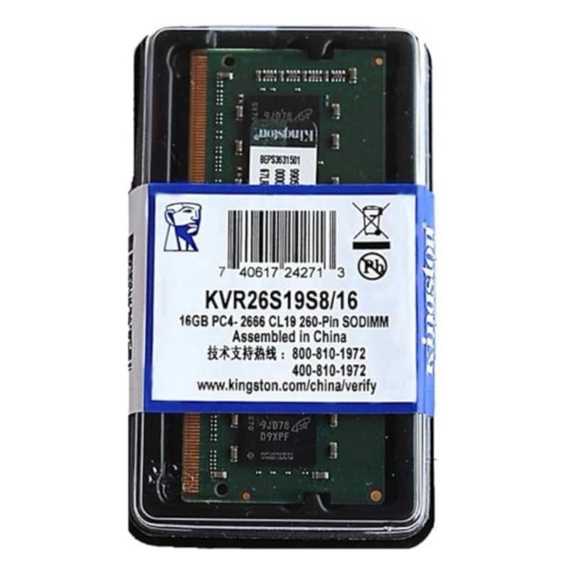 Memoria 16gb P/ Notebook Kingston Ddr4 2666mhz Kvr26s19s8/16