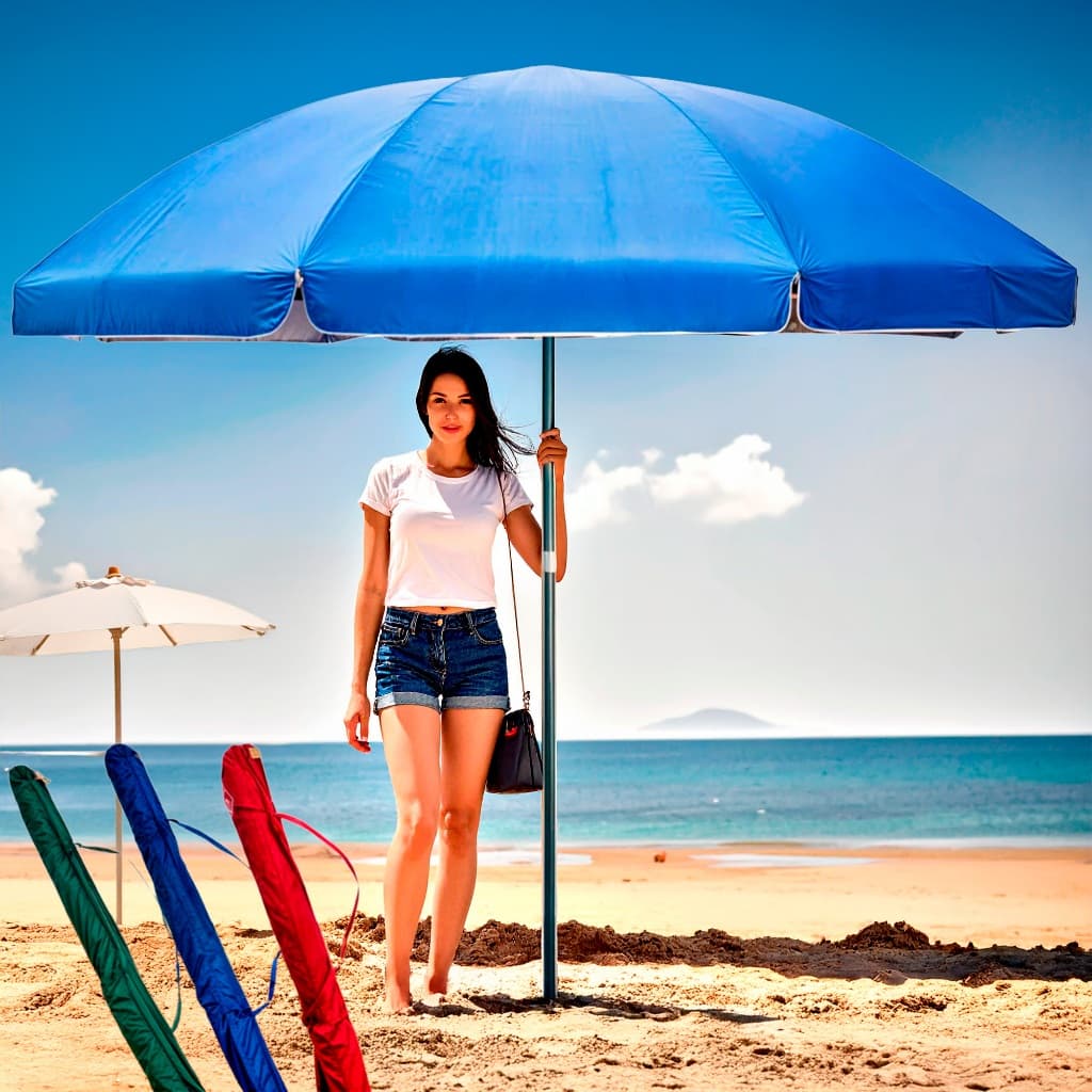 🏖️ Guarda Sol ☀️ Gigante 2,40 ou 1,80 Praia 🏝️ Piscina Pesca Ombrelone Articulado Proteção 🌴