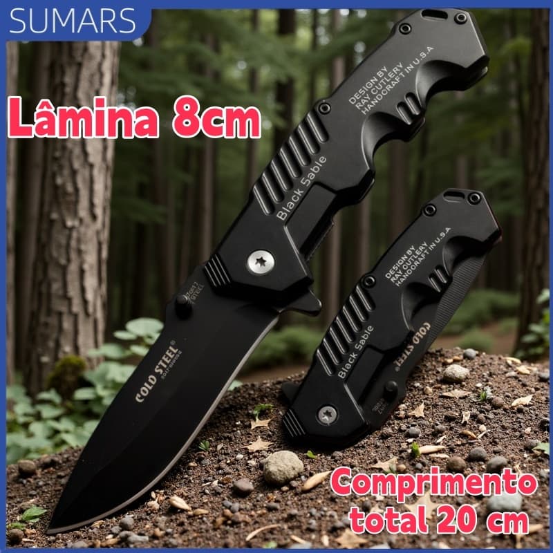 20cm Canivete Aço Retrátil Dobrável Lâmina para Cozina Acampamento Pesca Lâmina de 8 cm