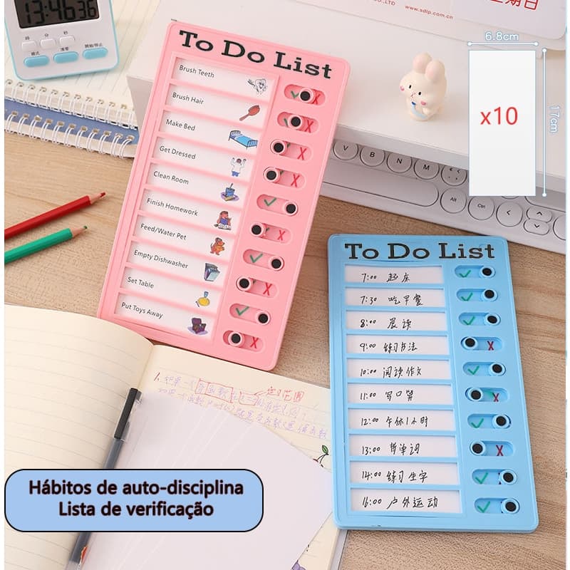 Quadro de Tarefas Divertido para Crianças: Desenvolve Habilidade de Organização e Disciplina + 10 Folhas de Cartão
