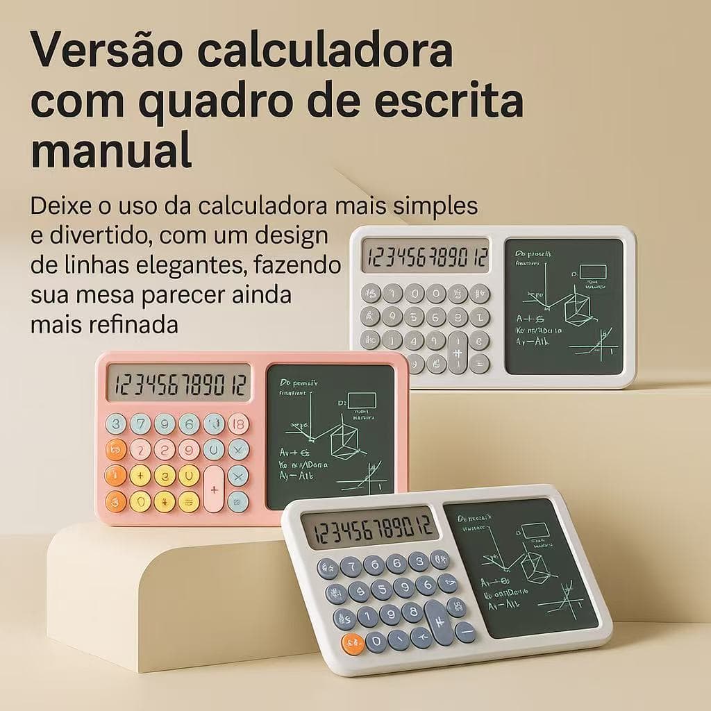 Calculadora Inteligente com Tela de Escrita LCD | Solar e Multifuncional para Estudo e Escritório