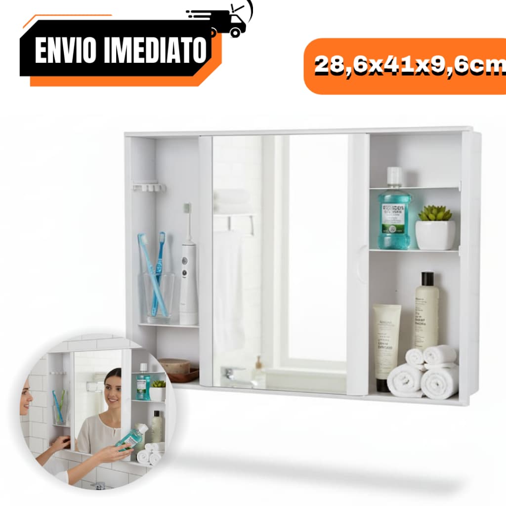 Armário Banheiro Astra A21 Branco Porta De Correr Com Espelho Organizador Compacto Multiuso