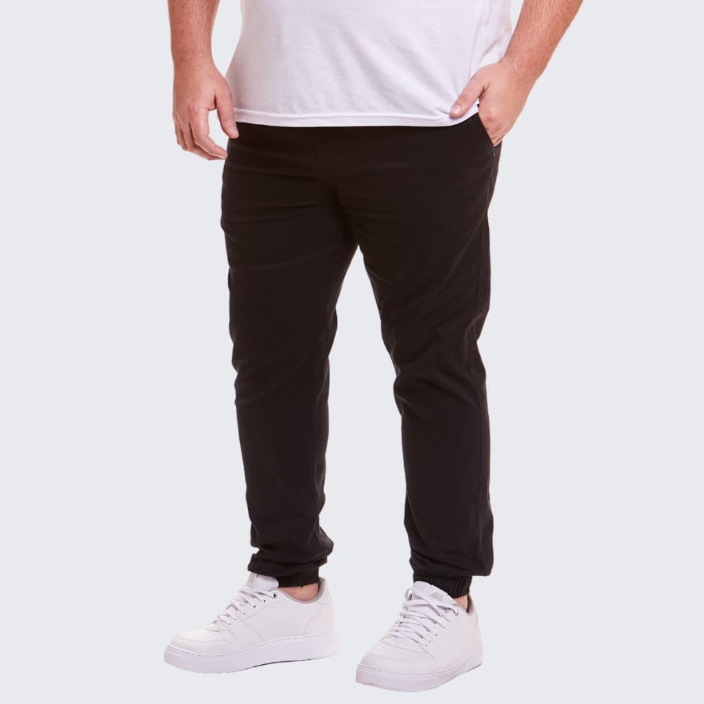 Calça Jogger Masculina Plus Size Com Elástico Jeans Sarja