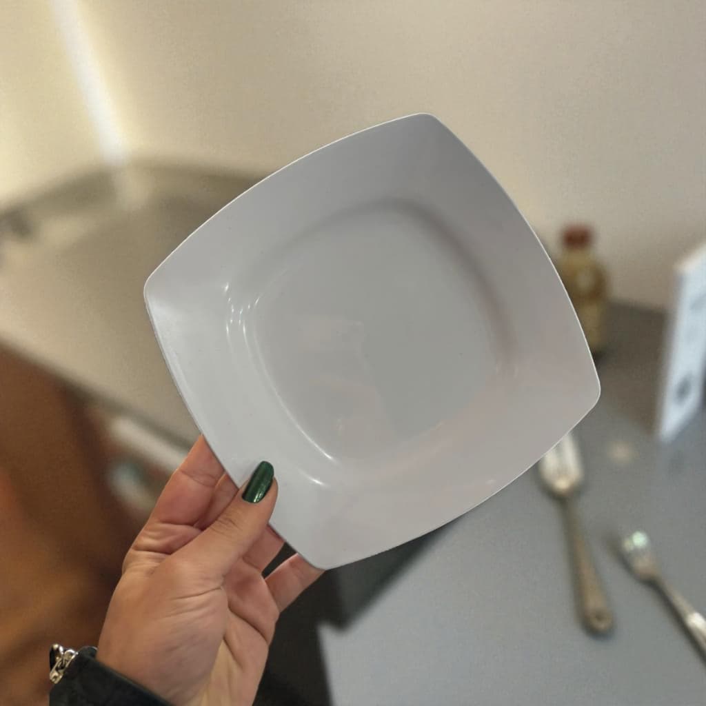 kit Prato Sobremesa Quadrado Branco 1 5 10 peças| Design Moderno + Plásticos Resistentes, sobremesas