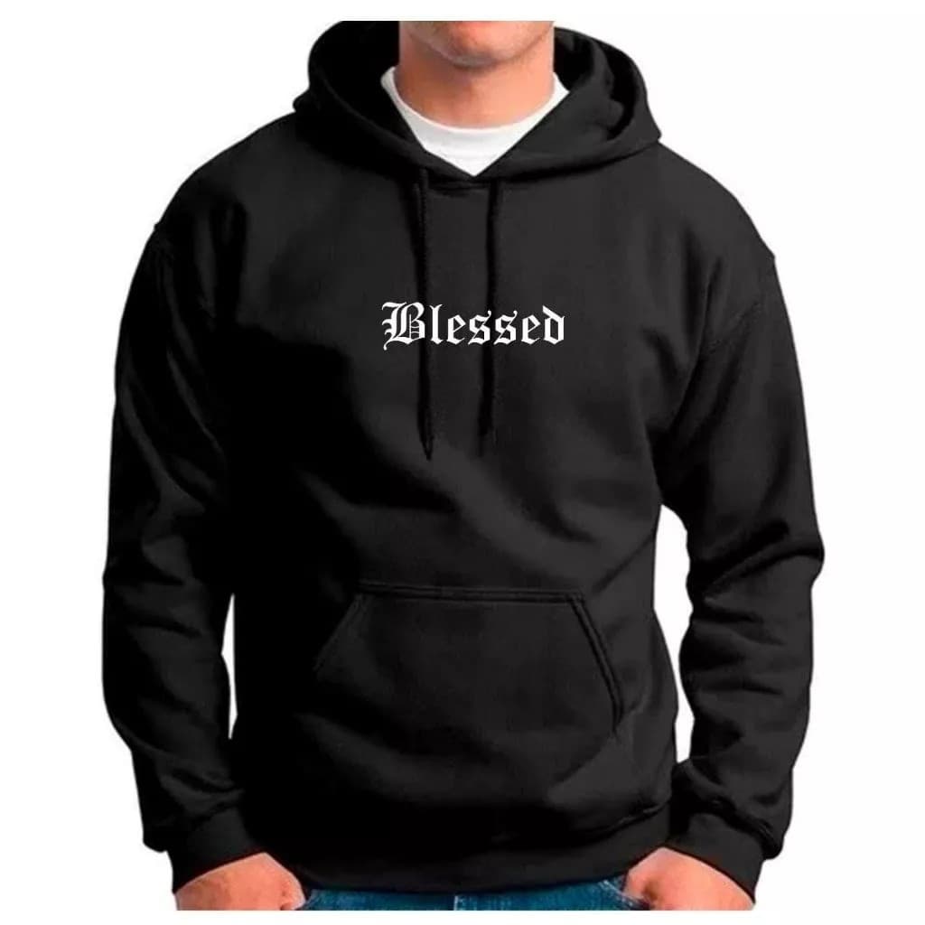 Moletom Com Touca Estilo Canguru Blessed Religião Promoção Inverno ENVIO IMEDIATO