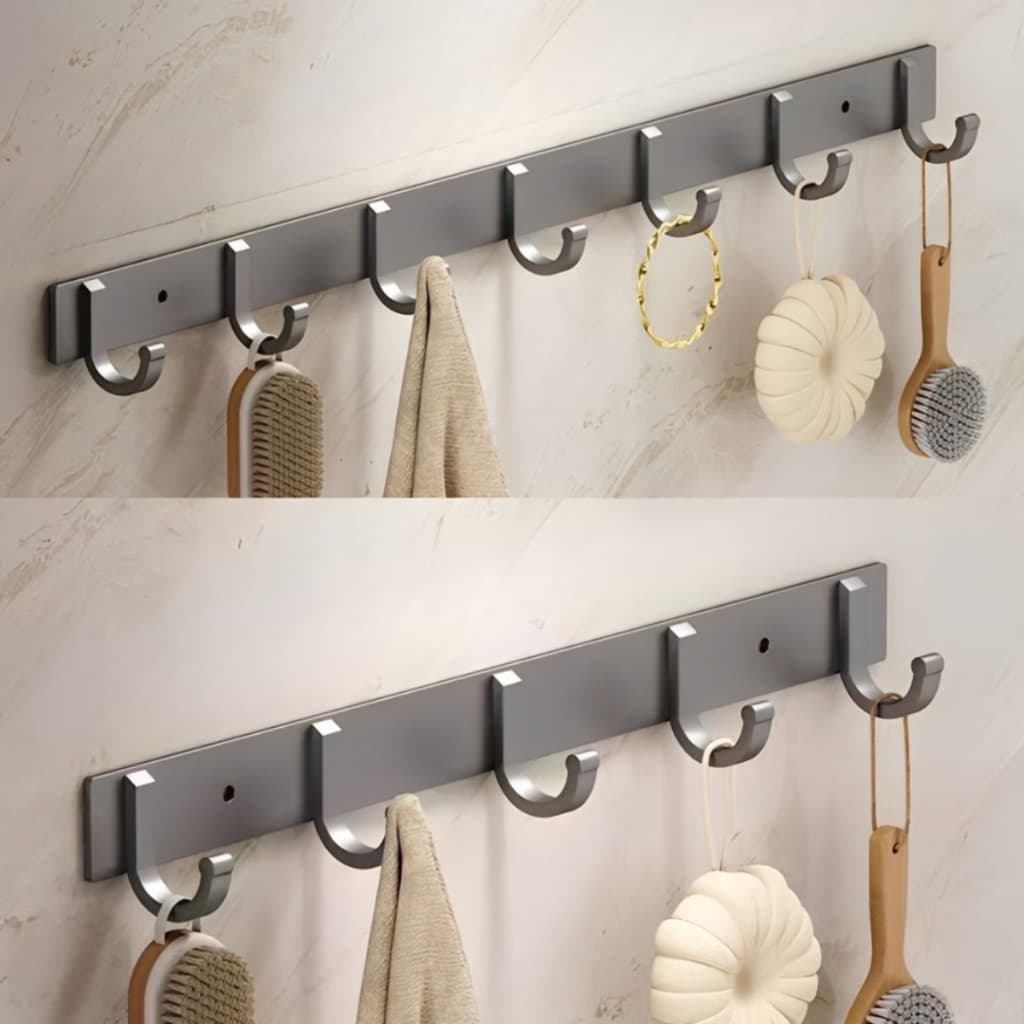 Suporte com Ganchos Modernos Multiuso em Alumínio Ideal para Acessórios, Toalhas, Roupas e Uso Diário